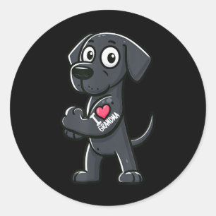 Sticker Rond Grand Danse J'Aime Grand-Mère Funny Chien Tattoo