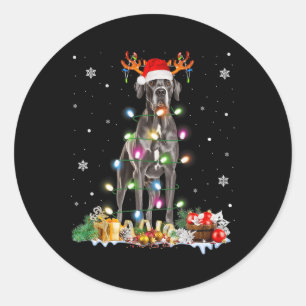 Sticker Rond Grand Danse Noël Santa Hat Fairy Lights Pyjama