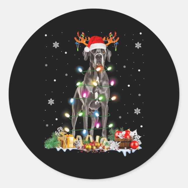 Sticker Rond Grand Danse Noël Santa Hat Fairy Lights Pyjama (Devant)