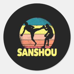 Sticker Rond Grand design Sanshou de kickboxing martial chinois