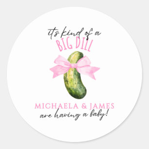 Sticker Rond Grand Dill Aquarelle Couple de Cornichons Baby Sho
