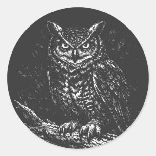 Sticker Rond Grand-duc d'Amérique — par BurnsInHell