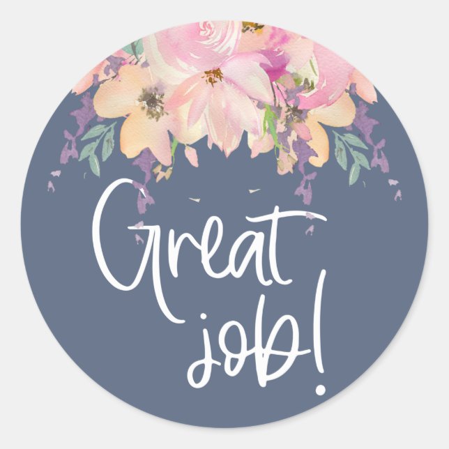 Sticker Rond Grand emploi Blue Enseignant Encouragement (Devant)