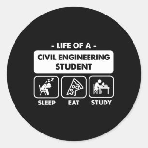 Sticker Rond Grand étudiant en génie civil