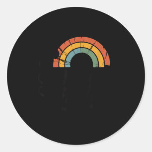 Sticker Rond Grand fan de la planète Terre rétro 70s arc-en-cie