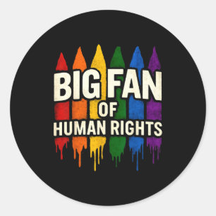 Sticker Rond Grand fan des droits de l'homme arc-en-ciel couleu