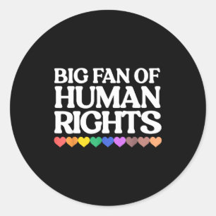 Sticker Rond Grand fan des droits de l'homme - cœurs arc-en-cie