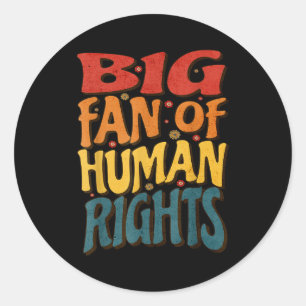 Sticker Rond Grand Fan des Droits de l'Homme Style Rétro pour F