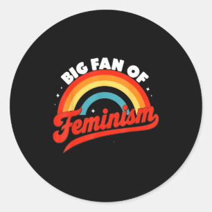 Sticker Rond Grand fan des droits du féminisme -arc-en-ciel rét