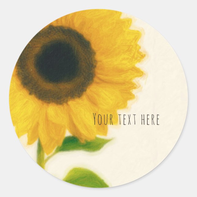 Sticker Rond Grand Favori de Tournesol Peint Rustique Campagne  (Devant)
