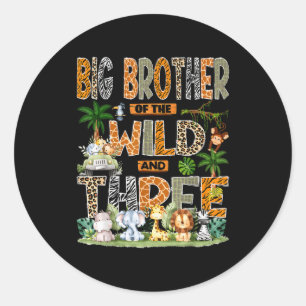 Sticker Rond Grand frère de la faune & trois 3e anniversaire S