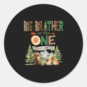 Sticker Rond Grand frère de l'unique campeur heureux pour son 1