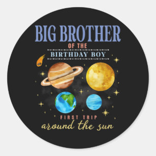 Sticker Rond Grand Frère Espace 1er anniversaire Premier voyage