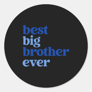 Sticker Rond Grand Frère Toujours Gris Avec Texte Bleu Garçons