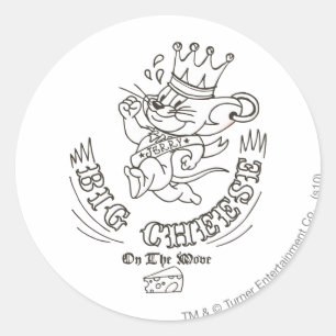 Sticker Rond Grand Fromage Jerry Sur La Lune 1