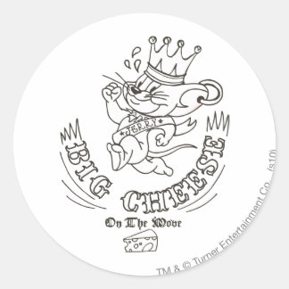 Sticker Rond Grand Fromage Jerry Sur La Lune 1