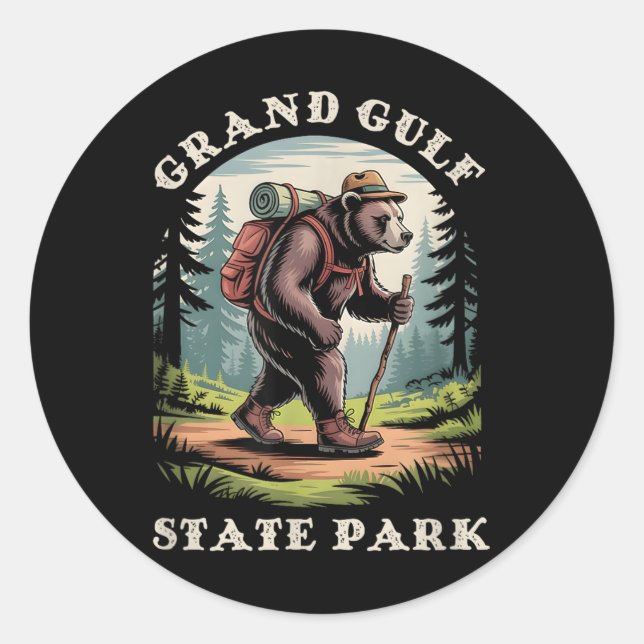 Sticker Rond Grand Gulf State Park, Missouri Mountains Hiking B (Devant)