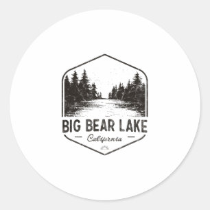 Sticker Rond Grand lac Big Bear Californie Extérieur Vintage