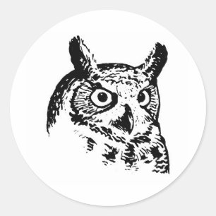 Sticker Rond Grand logo de hibou à cornes