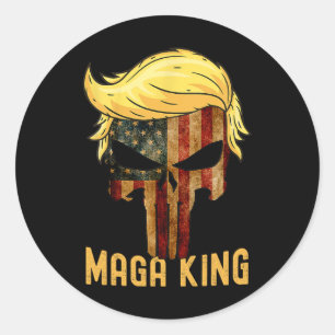 Sticker Rond Grand Maga King Chemise Donald Trump Crâne