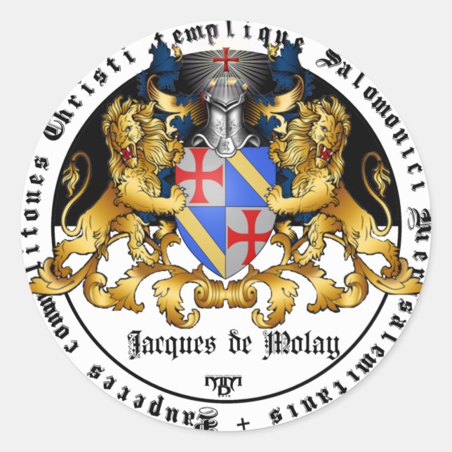 Sticker Rond Grand maître de Templier Jacques de Molay (Devant)