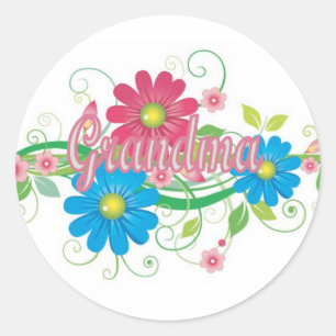 Sticker Rond Grand-maman fascinante de fleurs