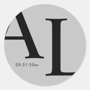 Sticker Rond grand mariage monogramme ultra moderne