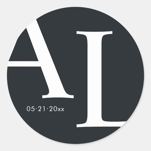 Sticker Rond grand mariage monogramme ultra moderne (Devant)