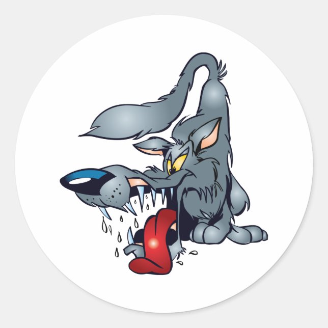Sticker Rond Grand Mauvais Loup (Devant)