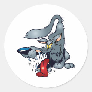 Sticker Rond Grand mauvais loup