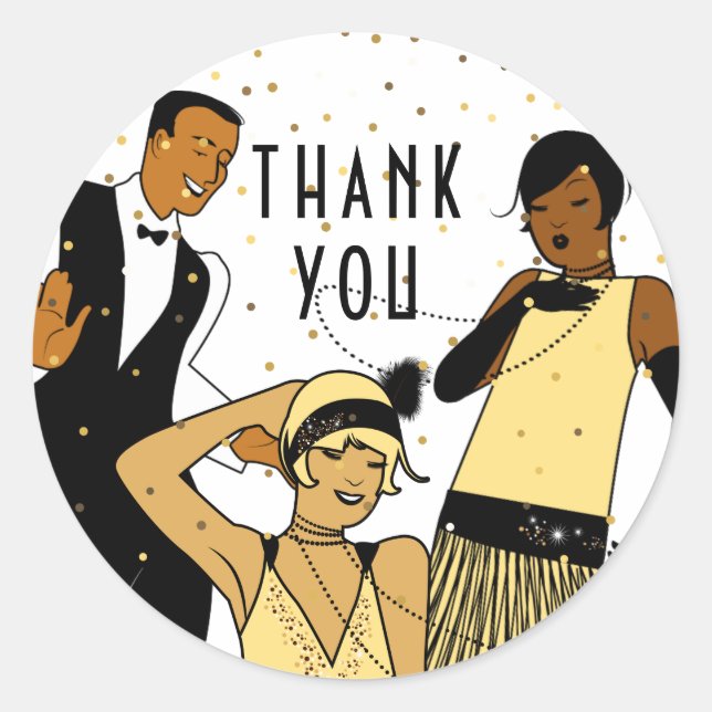 Sticker Rond Grand Merci Gatsby Roaring 20 ans (Devant)