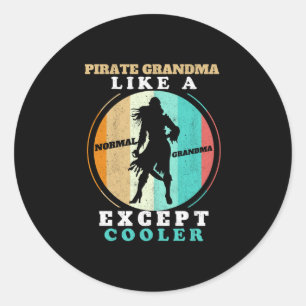 Sticker Rond Grand-mère boucanier des Caraïbes homme rétro pira