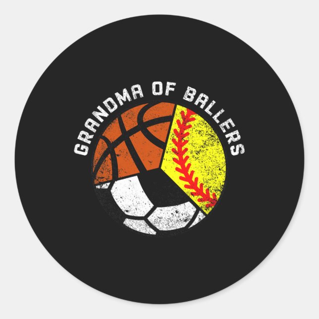 Sticker Rond Grand-Mère De Ballers Amusants Sodo-Basket-Ball (Devant)