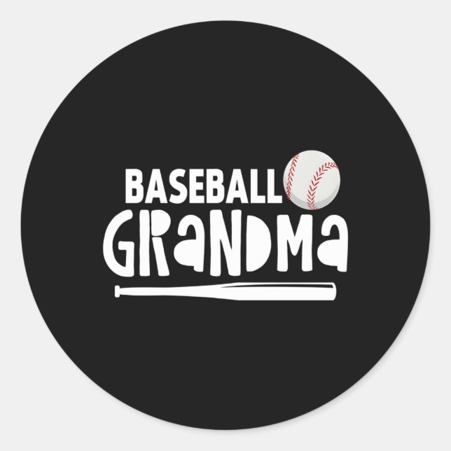 Sticker Rond Grand-Mère De Baseball Pour Grand-Mère Qui Aime Le (Devant)