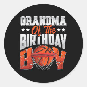 Sticker Rond Grand-mère de basket-ball anniversaire Boy Family 