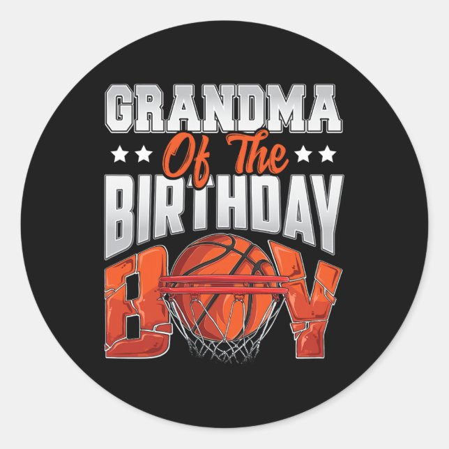 Sticker Rond Grand-mère de basket-ball anniversaire Boy Family  (Devant)