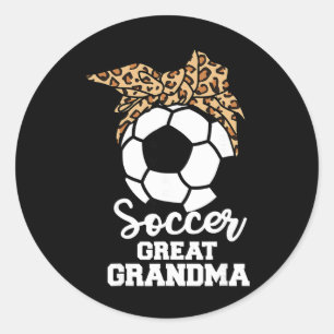 Sticker Rond Grand-mère de footballeur drôle de léopard G