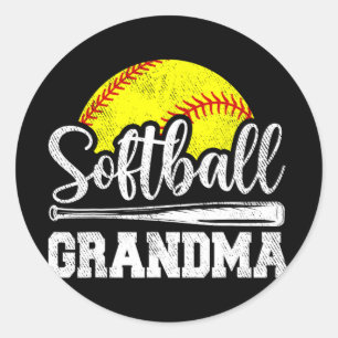 Sticker Rond Grand-mère de joueuse de softball Jour Mère #39 ; 
