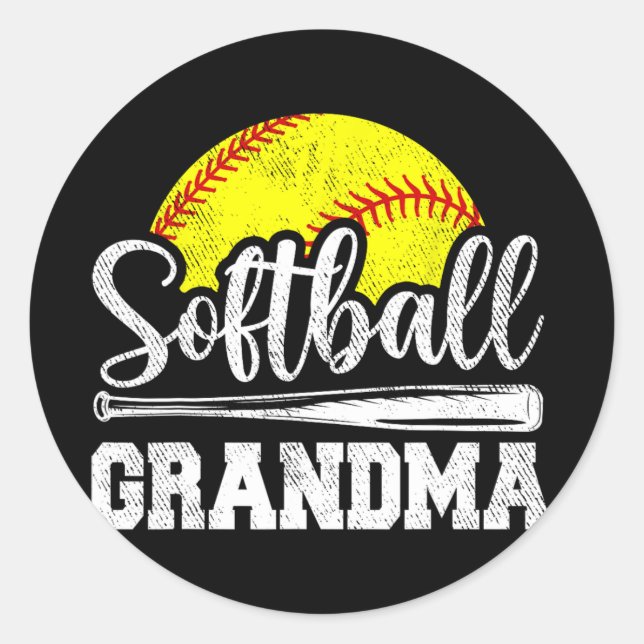 Sticker Rond Grand-mère de joueuse de softball Jour Mère #39 ;  (Devant)