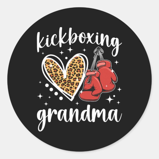 Sticker Rond Grand-mère de kickboxing d'une grand-mère de kickb (Devant)
