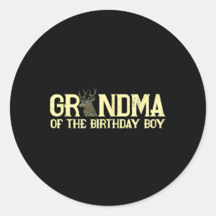 Sticker Rond Grand-Mère De L'Anniversaire Boy Deer Hunter Camou