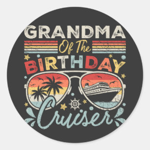 Sticker Rond Grand-mère de l'anniversaire de croisière vacances