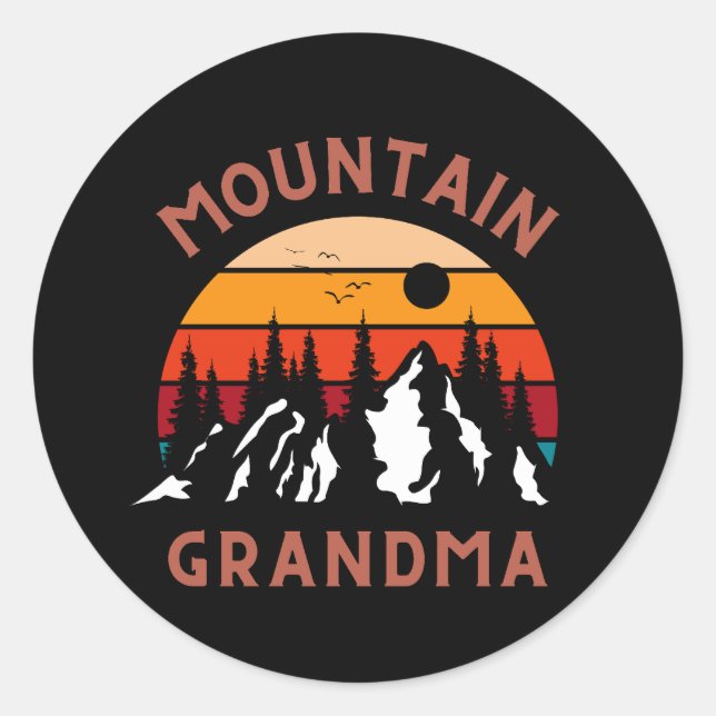 Sticker Rond Grand-mère de montagne (Devant)
