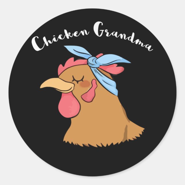 Sticker Rond Grand-mère de poulet (Devant)