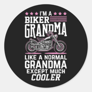 Sticker Rond Grand-mère de vélo - Grand-mère de vélo