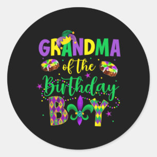 Sticker Rond Grand-Mère Du Garçon D'Anniversaire Chemise Mardi 