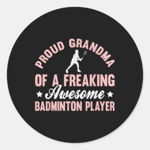 Sticker Rond Grand-mère du joueur de badminton