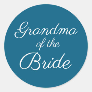 Sticker Rond Grand-mère du mariage de la mariée & blanc de