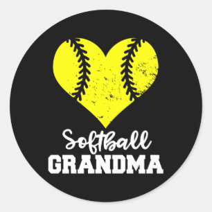 Sticker Rond Grand-mère du softball He Softball