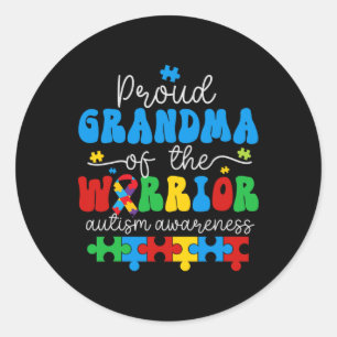 Sticker Rond Grand-Mère Fière D'Un Puzzle De Sensibilisation su